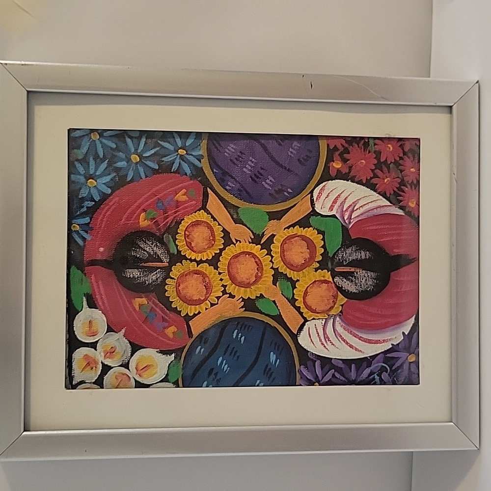 Vista Del Pajaro Paint On Canvas Framed Folk Art